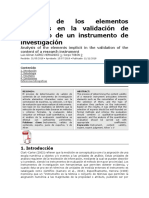 Análisis de Los Elementos Implícitos en La Validación de Contenido de Un Instrumento de Investigación