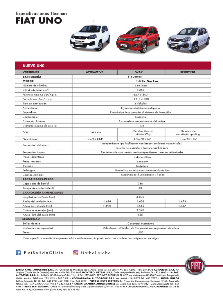 Ficha Técnica FIAT UNO Compressed | PDF