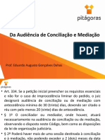 Da Audiência de Conciliação e Mediação: Prof. Eduardo Augusto Gonçalves Dahas