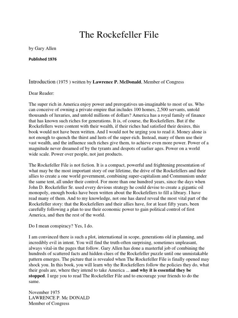 The Rockefeller File: Power and Control | PDF | Trust Law | John D ...