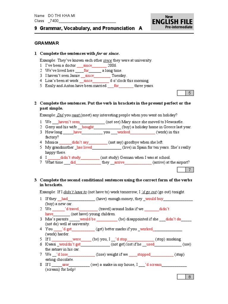 Grammar and Vocabulary Exercises | PDF | Linguistics | Cognitive Science