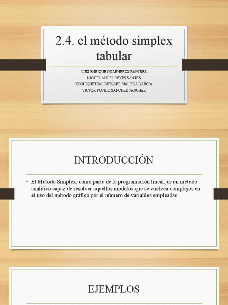 Método Simplex Tabular en Programación Lineal | PDF | Programación ...