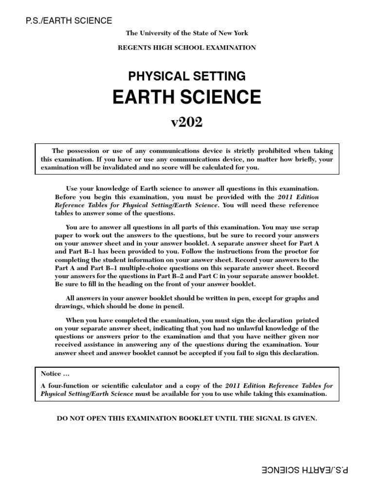 Earth Science Regents Exam v202 | PDF | Plate Tectonics | Rock (Geology)