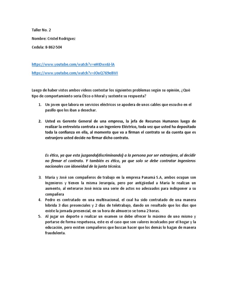 Taller 2 Cristel Rodriguez | PDF | Crecimiento personal y profesional
