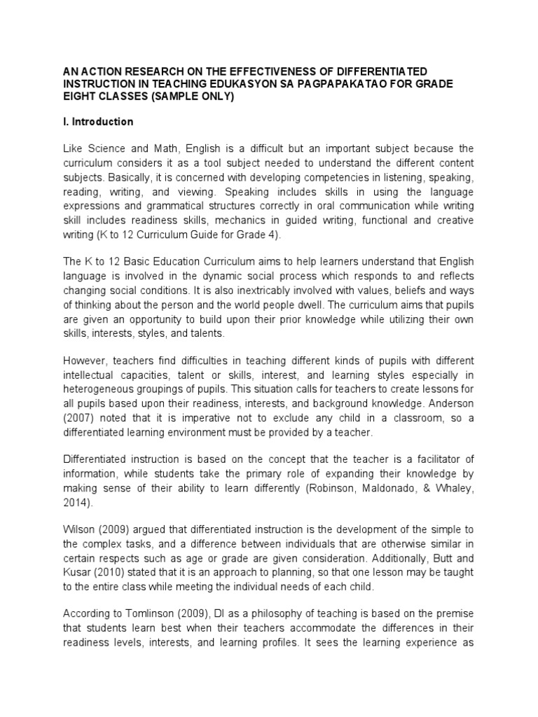 Effectiveness of DI in Grade 4 English | PDF | Differentiated ...