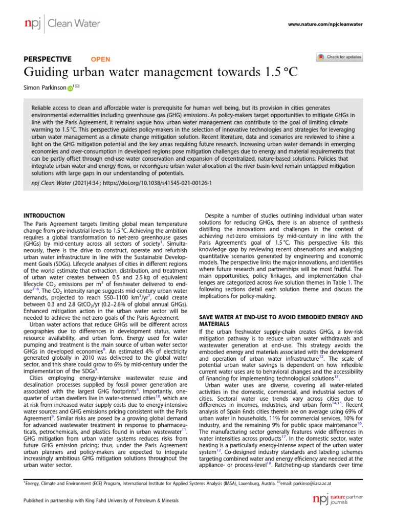 Urban Water Management | PDF | Climate Change Mitigation | Low Carbon ...