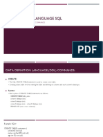 The Database Language SQL: Data Definition Language (DDL) Commands