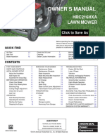 Owner'S Manual: HRC216HXA Lawn Mower