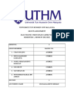 Universiti Tun Hussein Onn Malaysia Group Assignment Electronic Principles I (Bnr27103) SEMESTER 1, SESSION 2021/2022