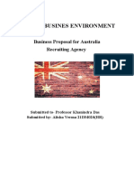 Global Busines Environment: Business Proposal For Australia Recruiting Agency