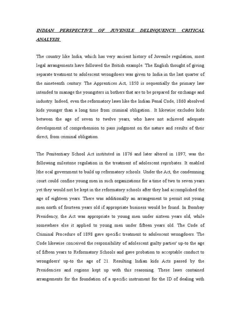 Juvenile Delinquency in India: A Review | PDF | Crime & Violence | Crimes