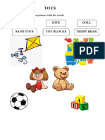 Ball Kite Doll Sand Toys Teddy Bear Toy Blocks: Draw Lines To Match The Pictures With The Words