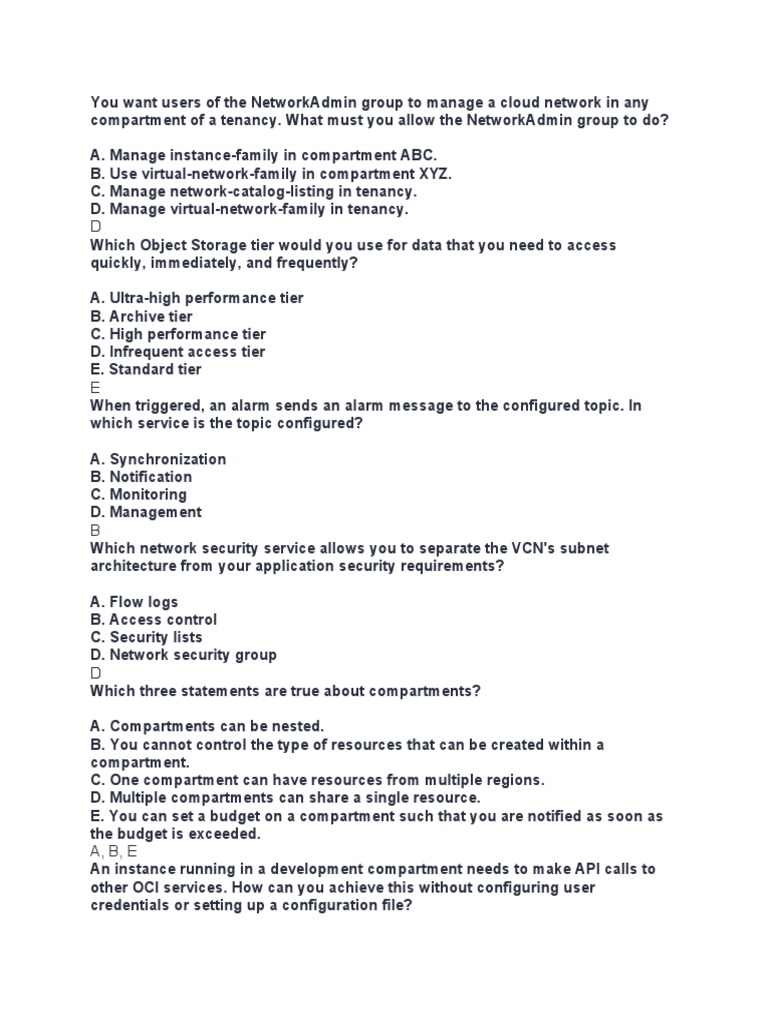 OCI Architect Associate Exam Insights | PDF | Cloud Computing ...