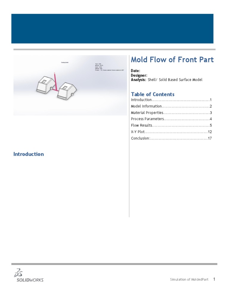 Mold Flow Analysis of Front Part | PDF | Applied And Interdisciplinary ...