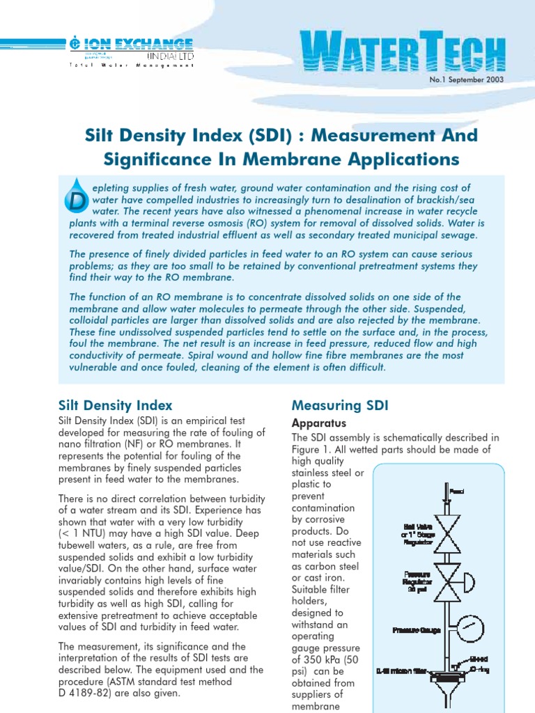SDI Silt Density Index PDF Membrane Transparent Materials