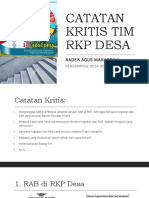 CATATAN KRITIS TIM RKP DESA Oleh Dika Merah