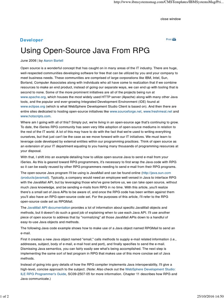 Using Open-Source Java From RPG: Aaron Bartell | PDF | Java ...