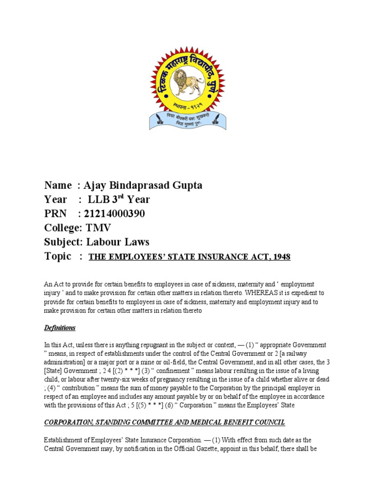 Name Ajay Bindaprasad Gupta Year LLB 3 Year PRN 21214000390 College