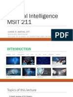 Artificial Intelligence MSIT 211: Junrie B. Matias, Dit