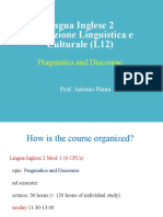 Lingua Inglese 2 Mediazione Linguistica e Culturale (L12) : Pragmatics and Discourse