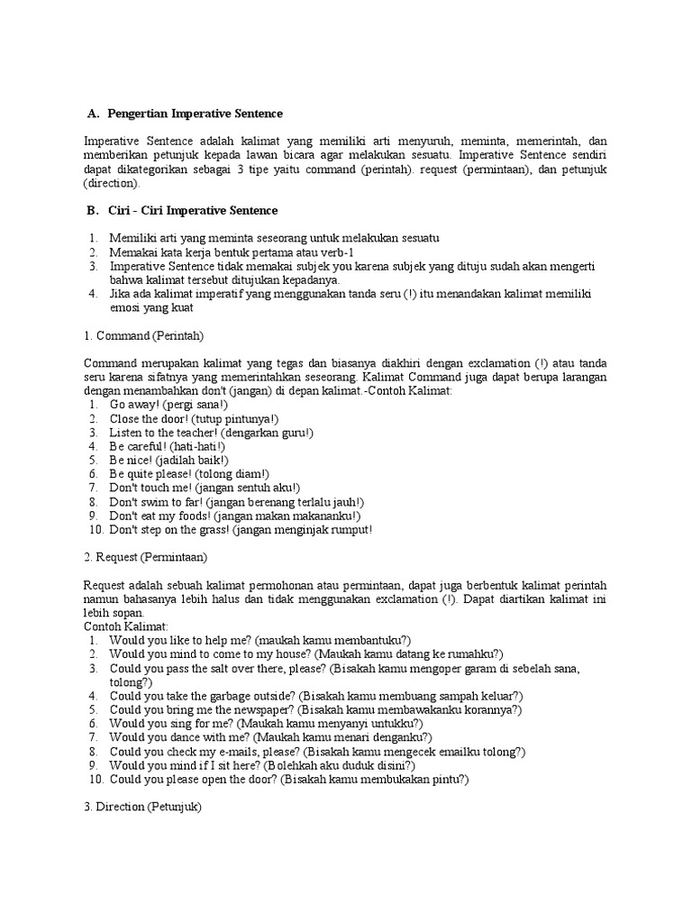 Pengertian dan Ciri Kalimat Imperatif | PDF | Pengembangan Diri