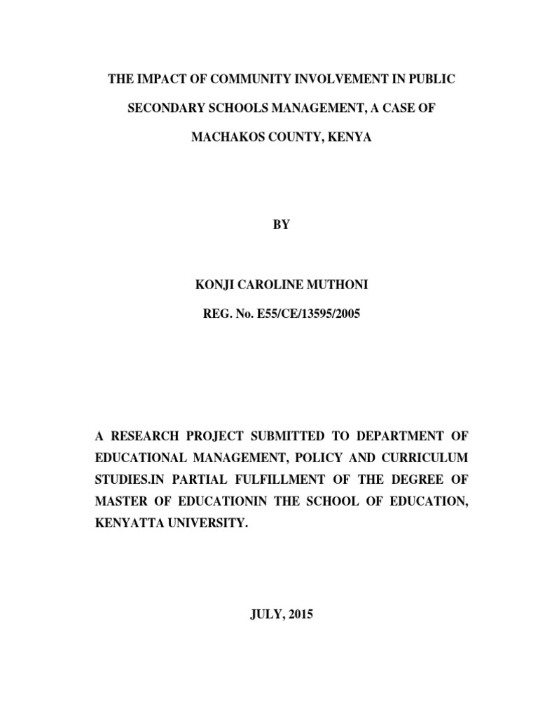 Community Involvement in Machakos Schools | PDF | System | Teachers