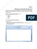 BAB 3. Mengetik dan Memformat Dokumen. Cara memulai aplikasi Microsoft Word - PDF