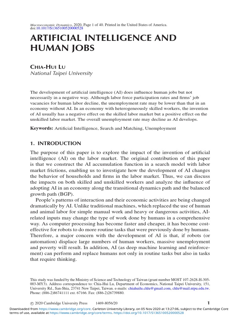 AI's Impact on Labor Markets Explained | PDF | Labour Economics ...