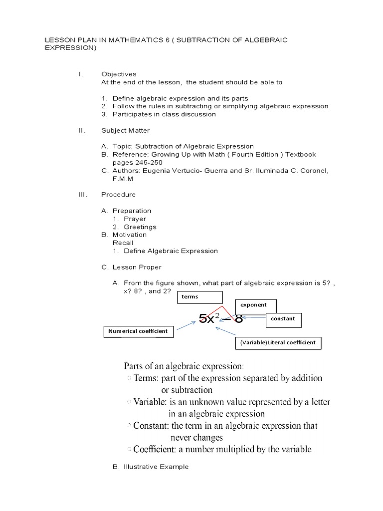 Lesson Plan in Math 6 For Demo Tolentino | PDF | Subtraction | Abstract ...