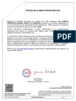 Certificado de Alumno Prioritario 2022: FRANCISCO SALINAS JOFRÉ RUN 23926162-0, Cumple Con Los Criterios Establecidos en