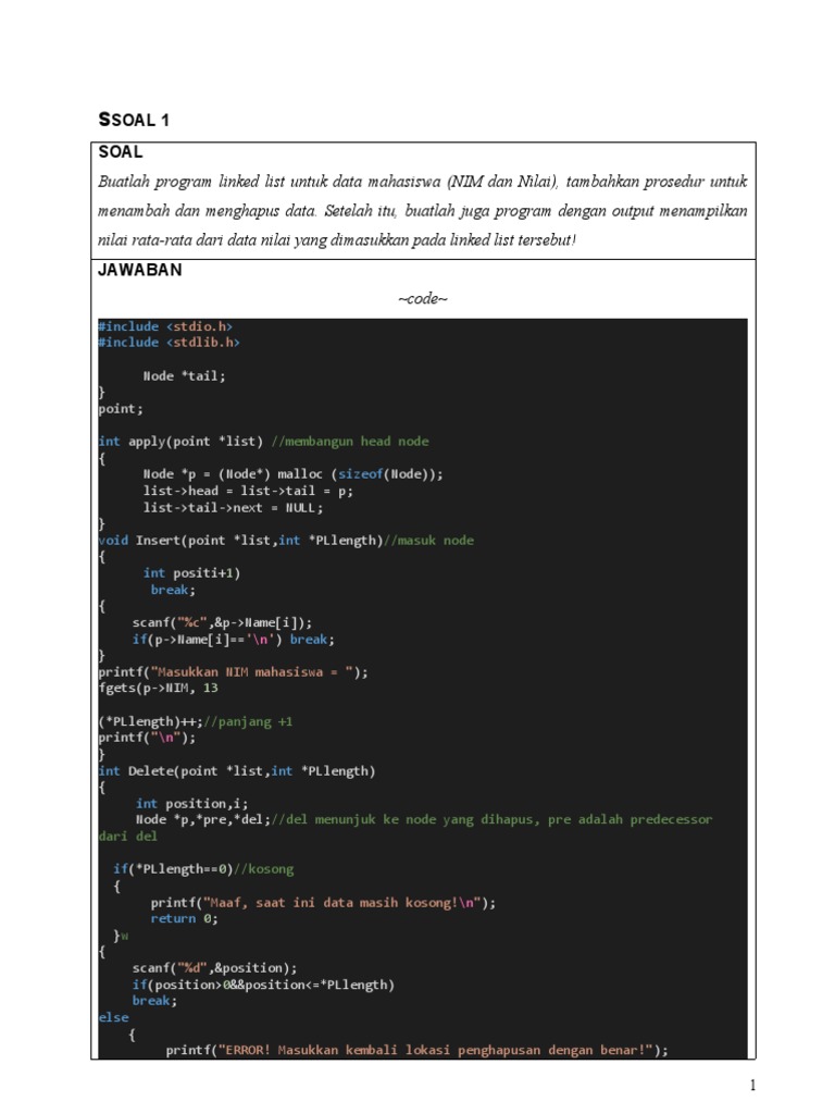 Program Linked List Mahasiswa | PDF | Metode & Bahan Ajar | Teknologi ...