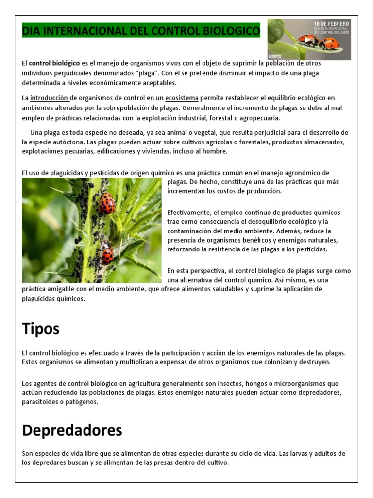 Control Biológico de Plagas: Estrategias y Beneficios | PDF | Control ...