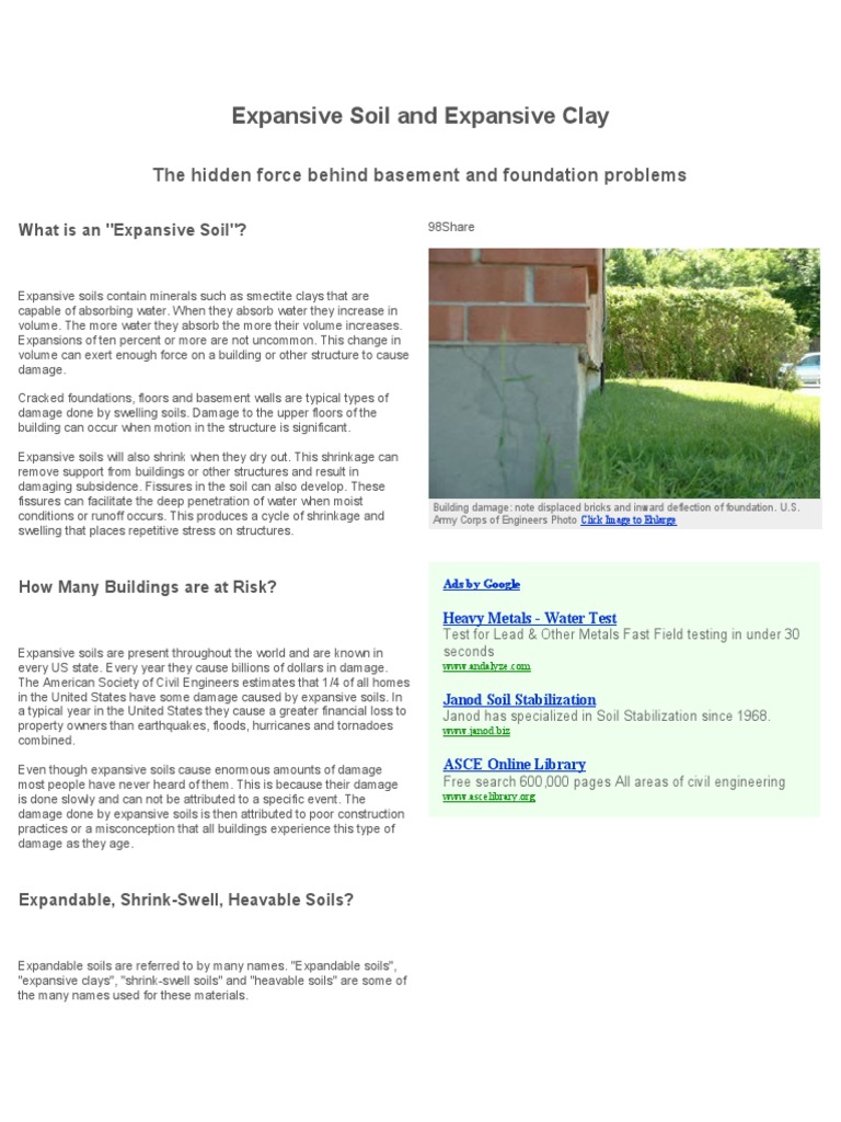 Expansive Soil and Expansive Clay | PDF | Soil | Sustainable Gardening