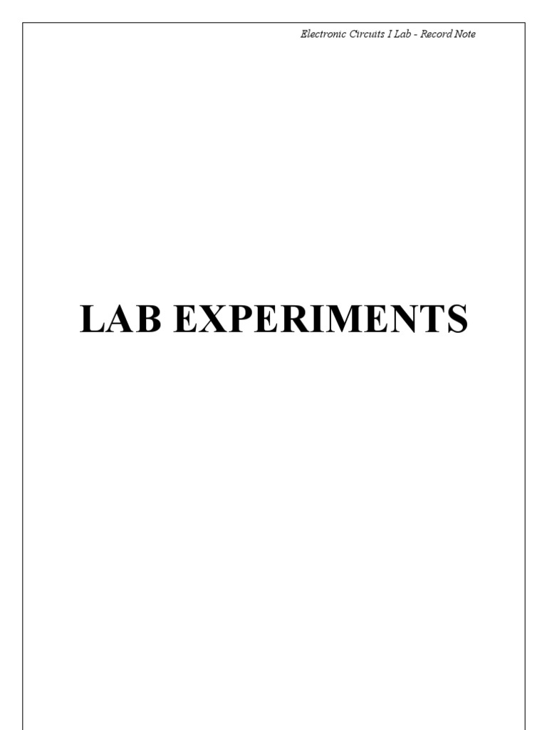 Electronic Circuits - I : Lab Manual | Amplifier | Bipolar Junction  Transistor
