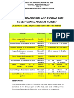 Calendarizacion Del Año Escolar 2022 I.E 113 "Daniel Alomias Robles"