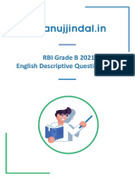 RBI Grade B 2021 English Descriptive Question Paper