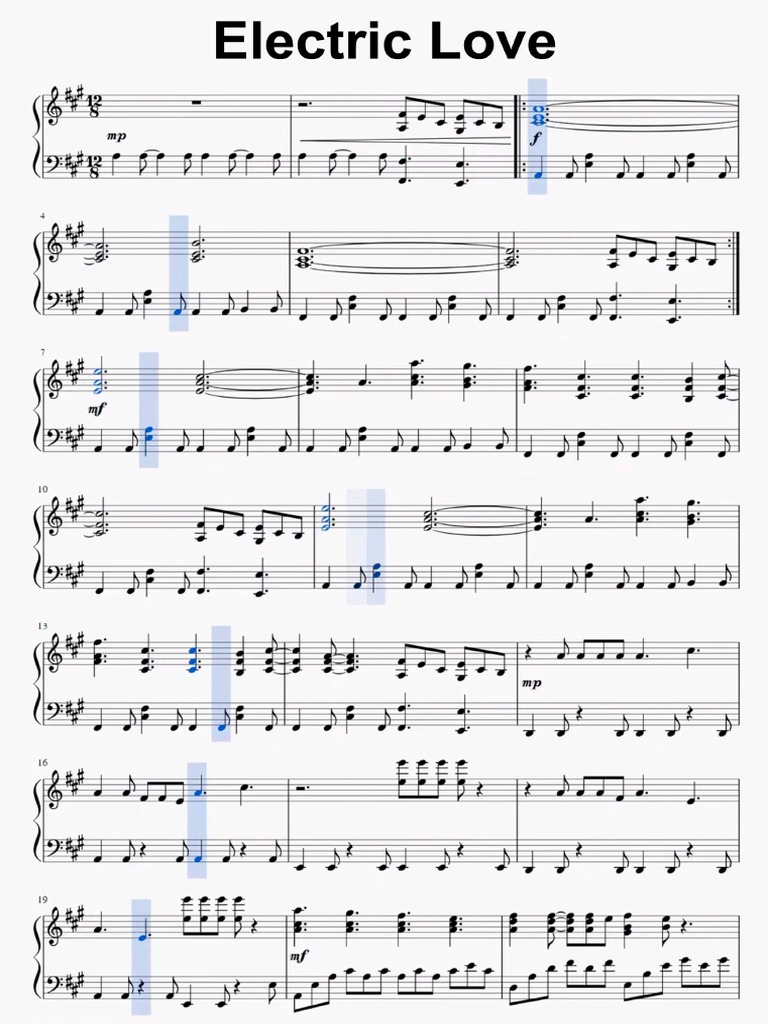 Electric Love Piano Sheet PDF