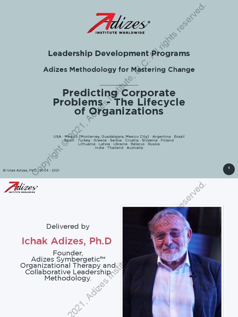 Adizes Corporate Lifecycles Class 3 Slides PDF-Class3-EN-WM | PDF ...