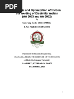 Analysis and Optimization of Friction Stir Welding of Dissimilar Metals (AA 5083 and AA 6082)