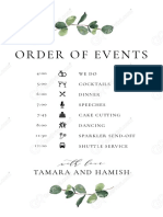 Order of Events: Tamara and Hamish