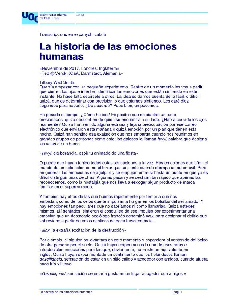 La Historia de Las Emociones | PDF | Las emociones | Felicidad