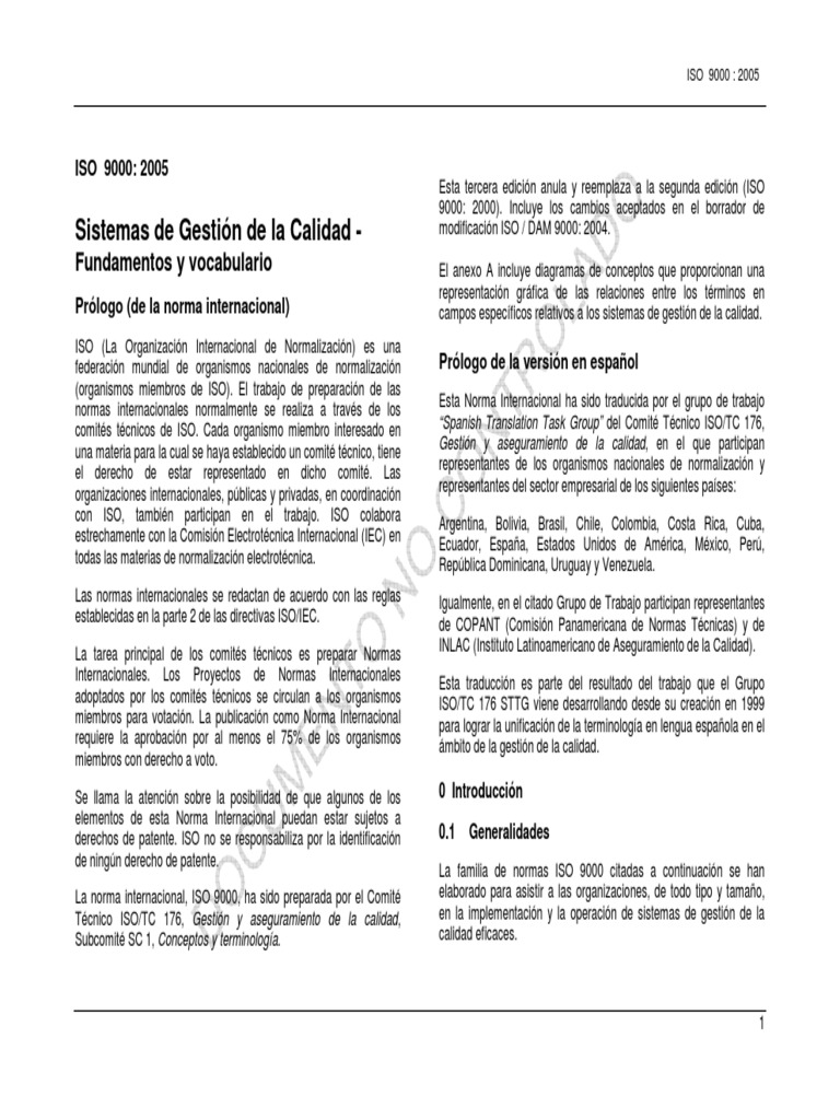 Objetivos de la norma ISO 9000:2005 | PDF | Gestión de la calidad ...