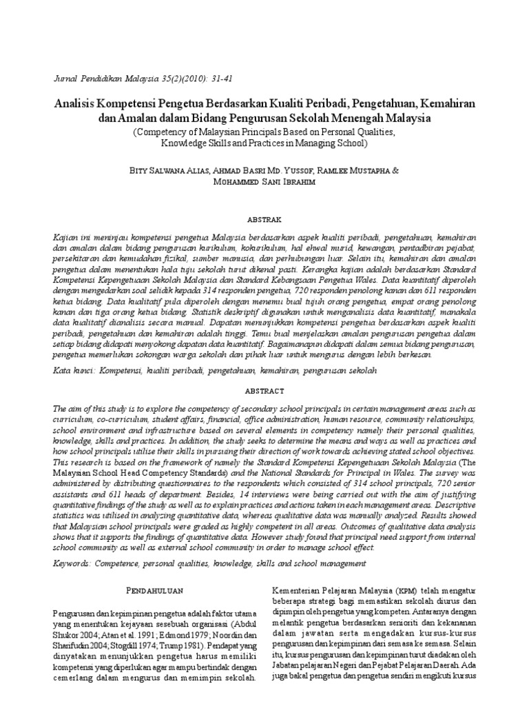 Jurnal Pendidikan Malaysia 2010 | PDF