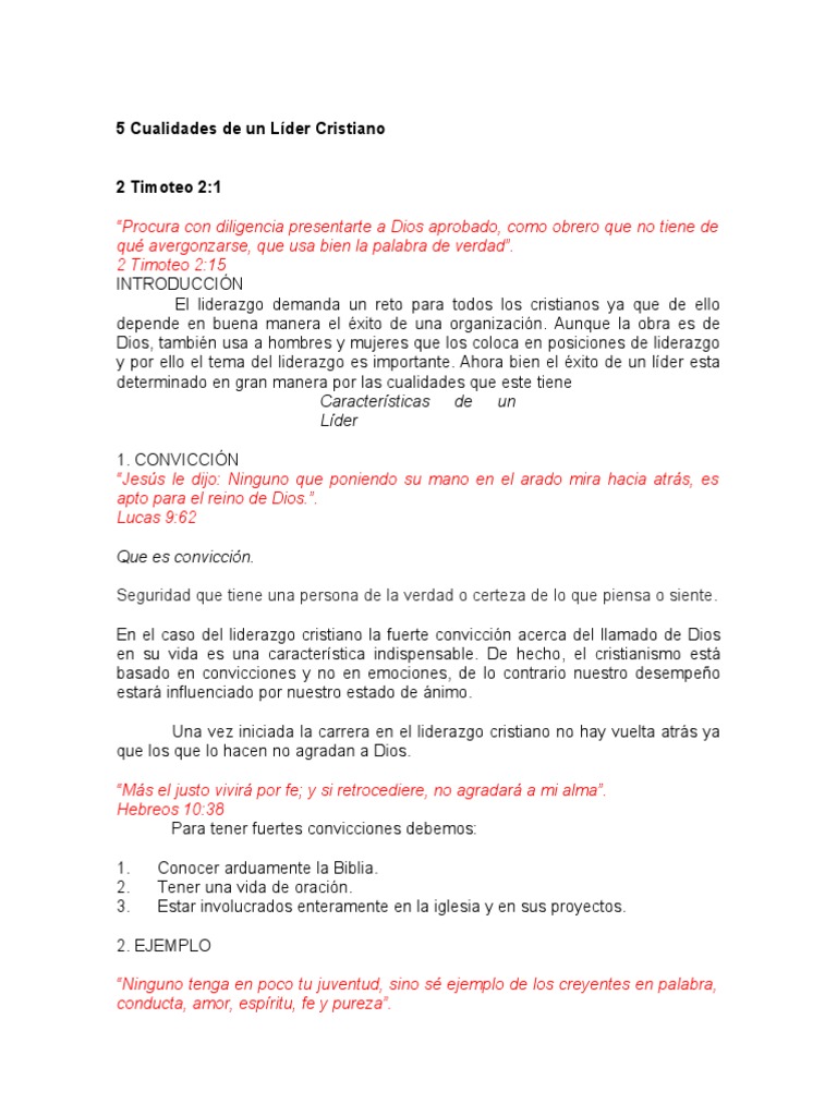5 Cualidades de un Líder Cristiano | PDF | Paciencia | Liderazgo
