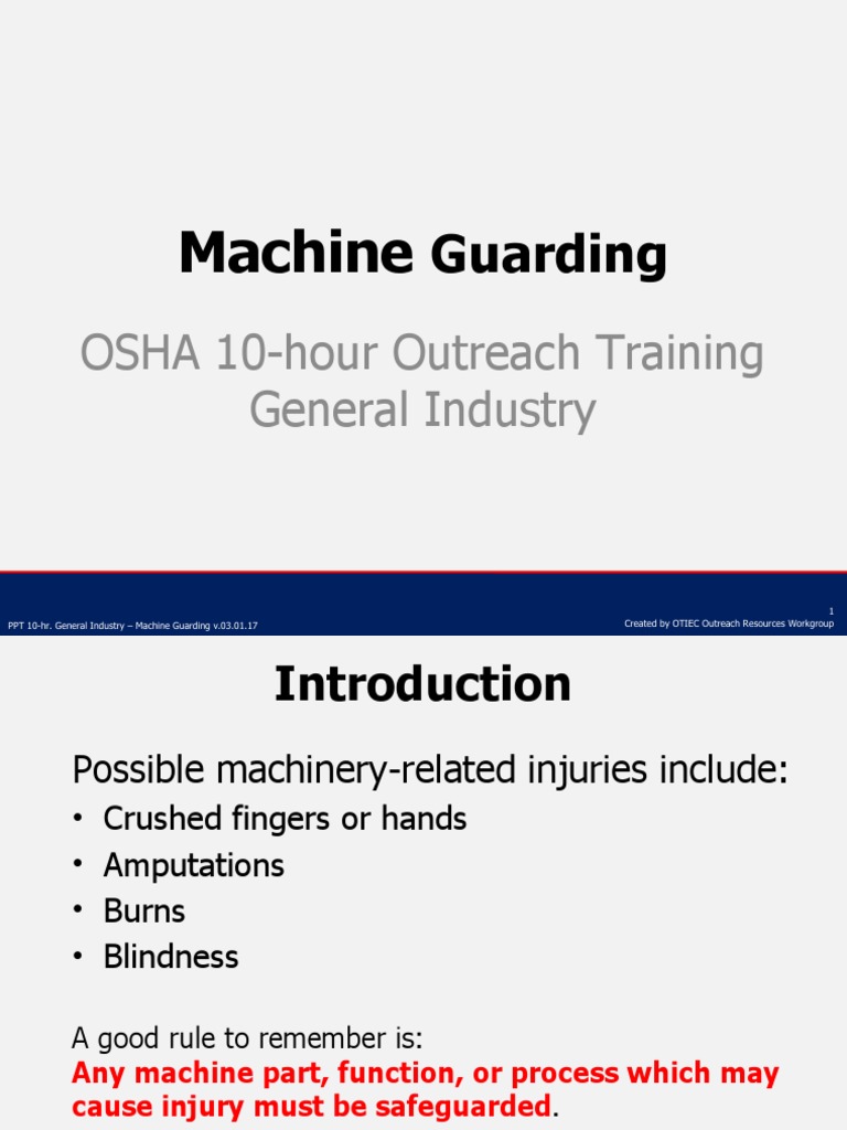 OSHA Machine Guarding Training Guide | PDF | Machines | Mechanical ...
