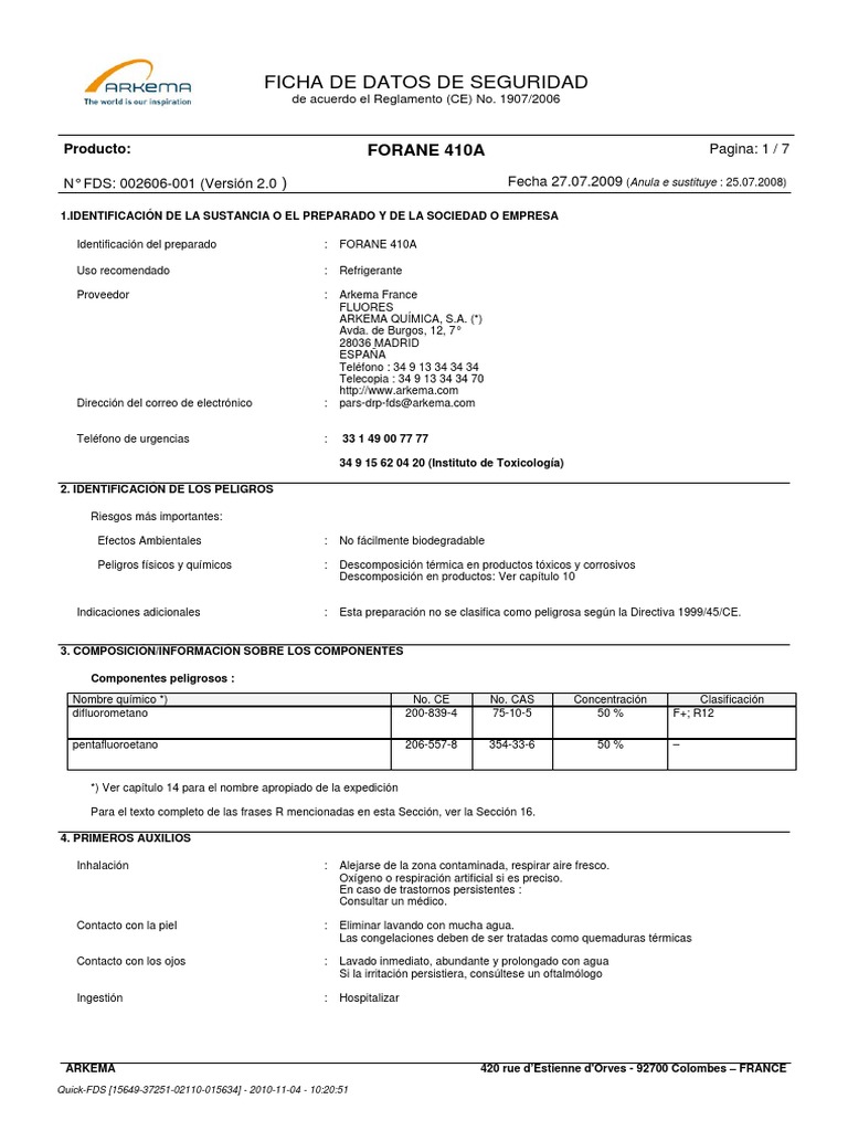 Forane 410A PDF Toxicidad Agua