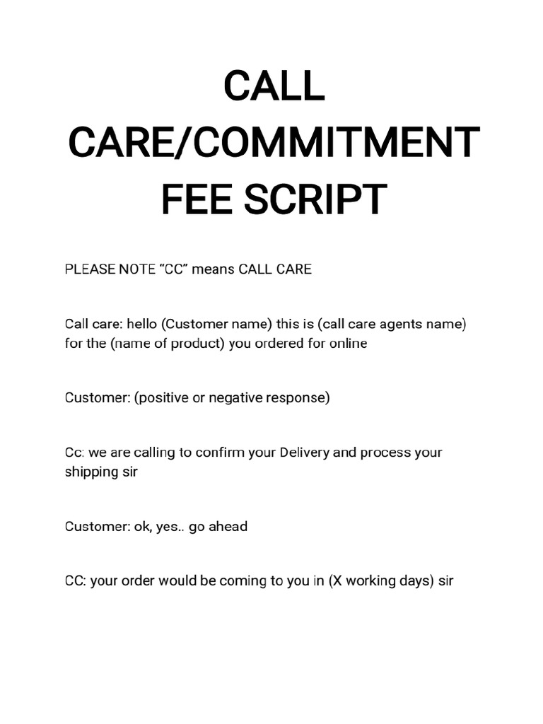 Call and Commitment Fee Script PDF