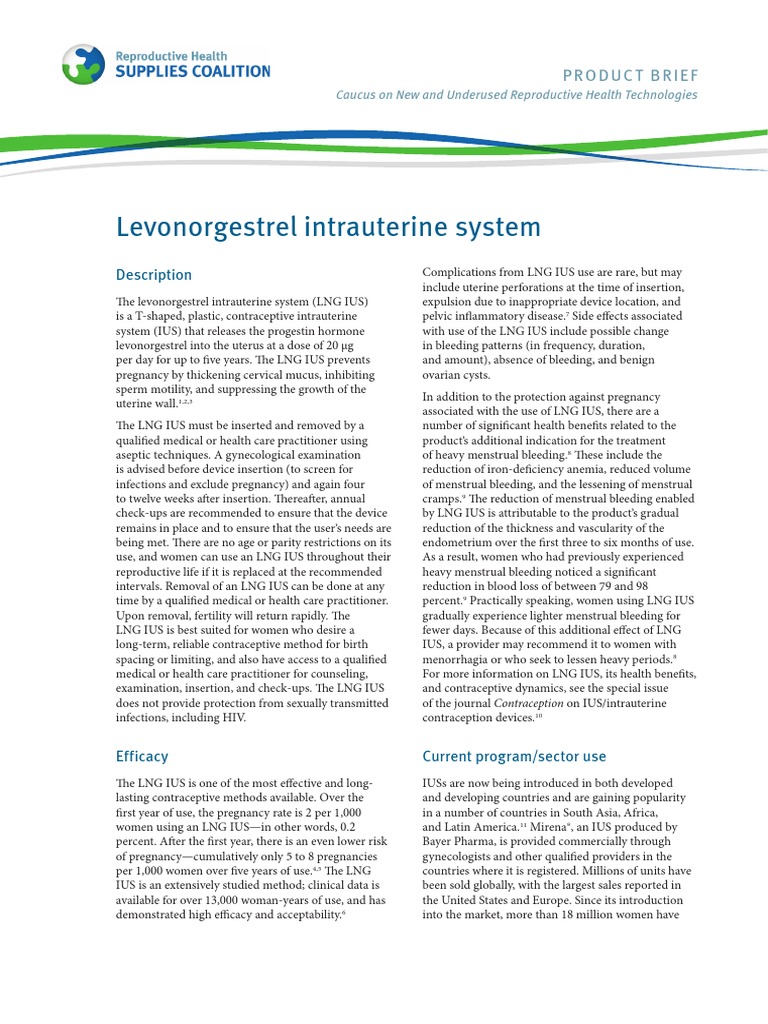 Intrauterine System Description PDF Birth Control