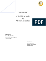 A World Is An Apple by Alberto S. Florentino: Reaction Paper