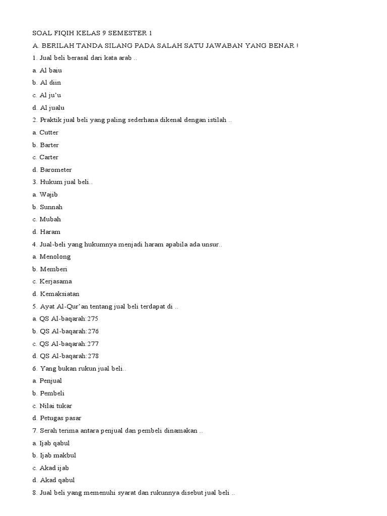 Memahami Fondasi Keagamaan: Analisis Mendalam Soal Fikih Kelas 3 Madrasah Ibtidaiyah Semester 1 Tahun 2018